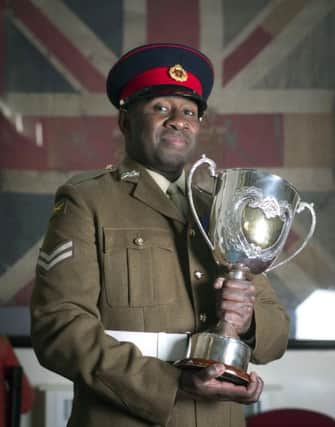 Corporal Mataiasi Covu with his award Picture: Sergeant Jamie Peters RLC