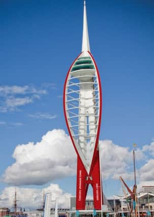 The original red and white Spinnaker Tower plan was met with controversy
