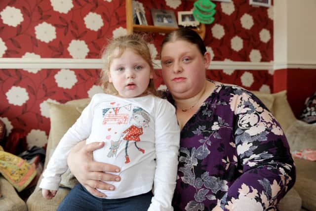 Kathryn Butcher, 30, with her daughter Kaitlyn Butcher, three. Picture: Sarah Standing (160458-5056)