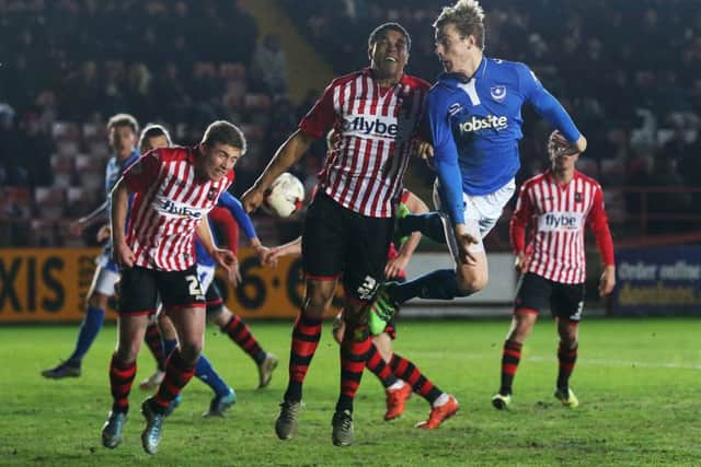Adam Webster was in excellent form again for Pompey at Exeter. Picture: Joe Pepler