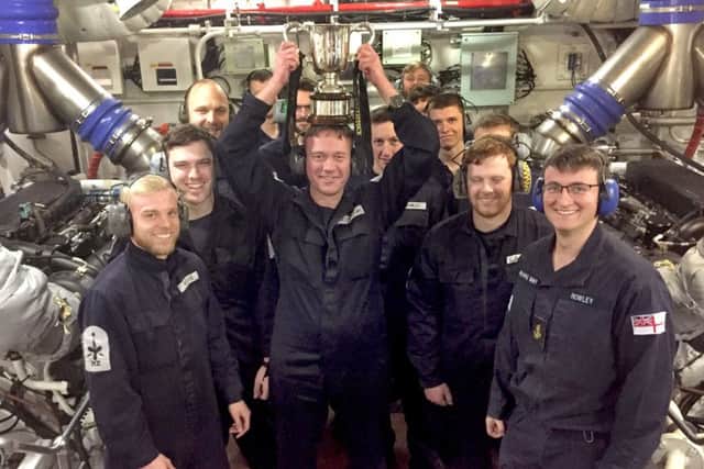 The Royal Navy engineers who carried out work on minehunters