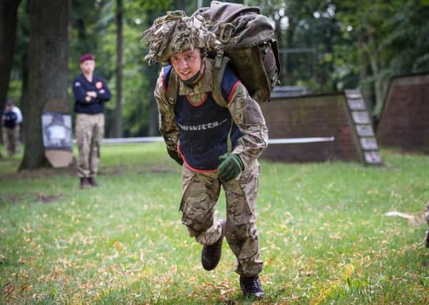 An Army recruit in training
