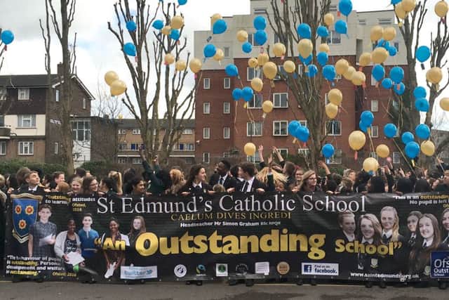 St Edmund's School in Portsmouth, celebrating getting an outstanding score on their Ofsted
Picture: Stuart Anderson