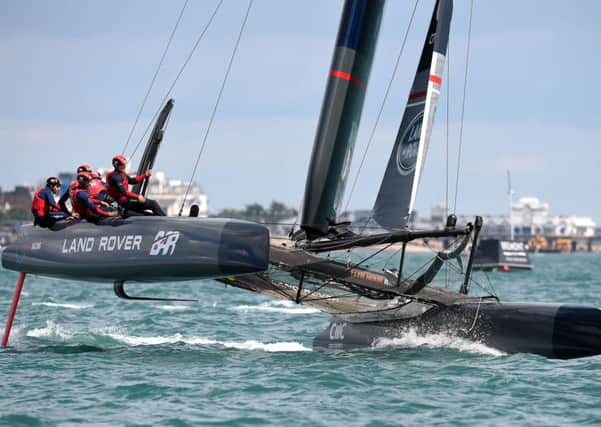 Land Rover BAR, skippered by Sir Ben Ainslie, in action during the Americas Cup in Portsmouth last year