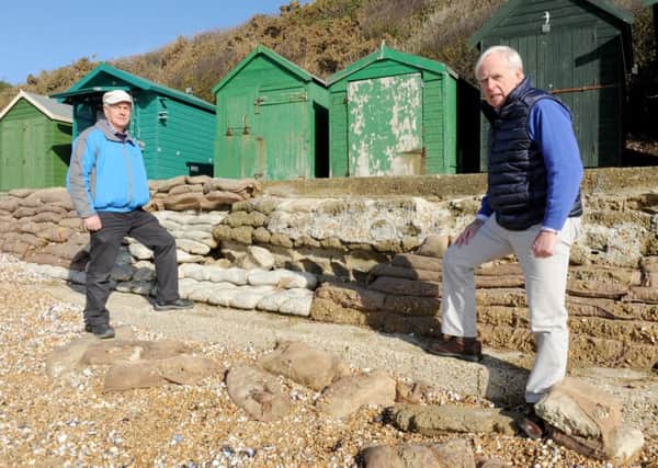 Tony Pepper (left), who owns a beach hut at Hill Head beach, with Bill Hutchison, chairman of Hill Head Residents' Association