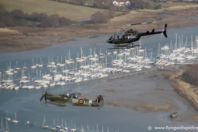 The Spitfire flying over the south coast today Picture: flyingwithspitfires.com
