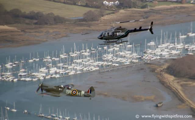The Spitfire flying over the south coast today Picture: flyingwithspitfires.com
