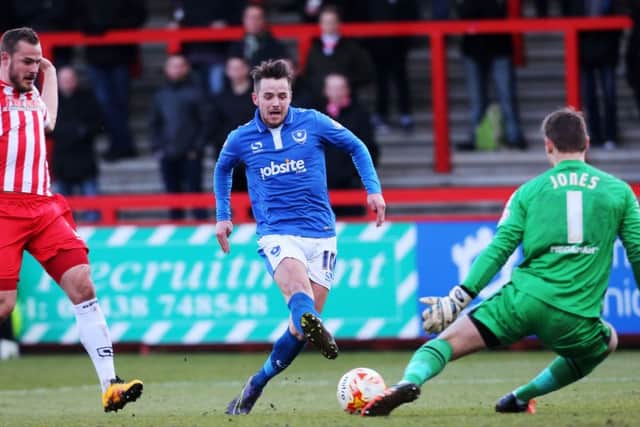 Marc McNulty fires home after 22 minutes at the Lamex Stadium Picture: Joe Pepler