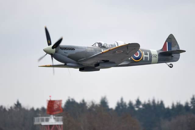 A spitfire takes off from Southampton Airport to mark the 80th anniversary of the first Spitfire flight