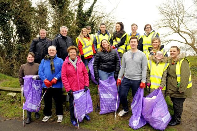 Queen for the Clean volunteers with Liz Allen, centre, from The Boeing Company at Wicor Recreation Ground in Portchester Picture: Malcolm Wells (160305-9652)
