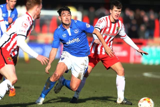 Pompey playmaker Gary Roberts in action at Stevenage    Picture: Joe Pepler