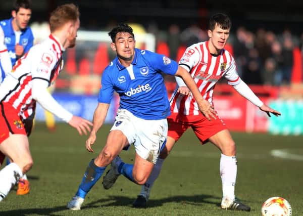 Pompey playmaker Gary Roberts in action at Stevenage    Picture: Joe Pepler