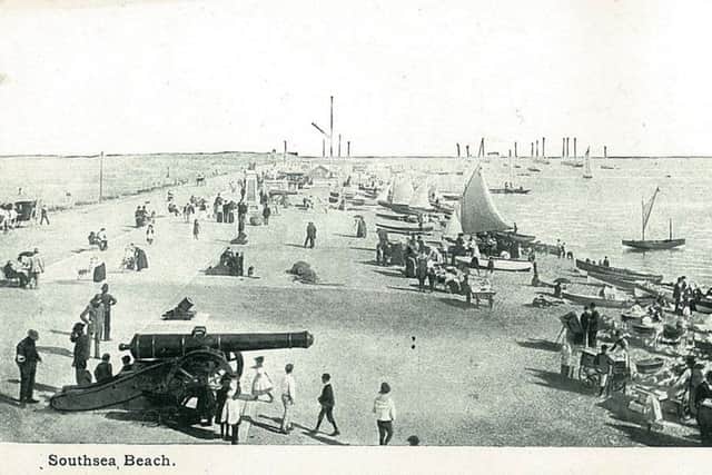 The postcard entitled Southsea Beach in a picture taken from a position similar to the one above
