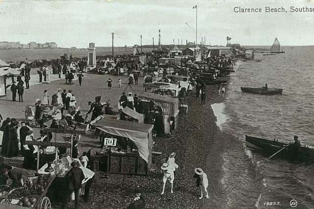 The postcard of Clarence Beach, Southsea, before the First World War