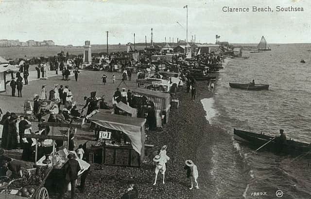 The postcard of Clarence Beach, Southsea, before the First World War
