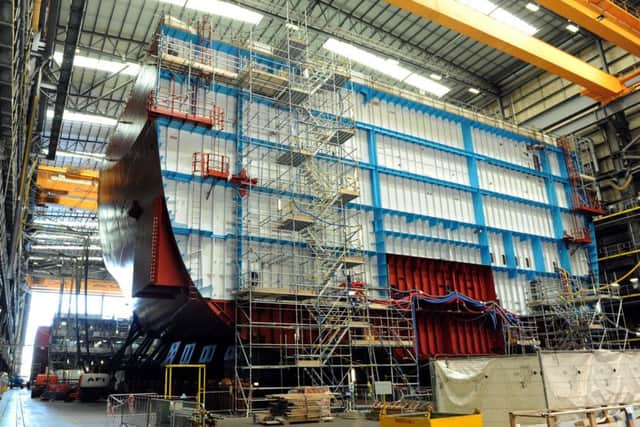 The  BAE shipbuilding hall at Portsmouth Naval Base