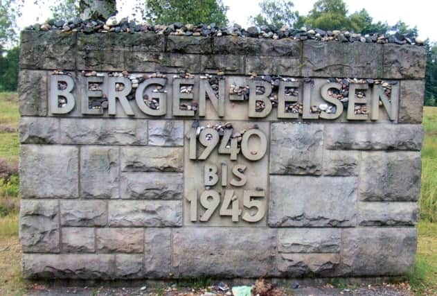 A brick memorial at the gates of Belsen.