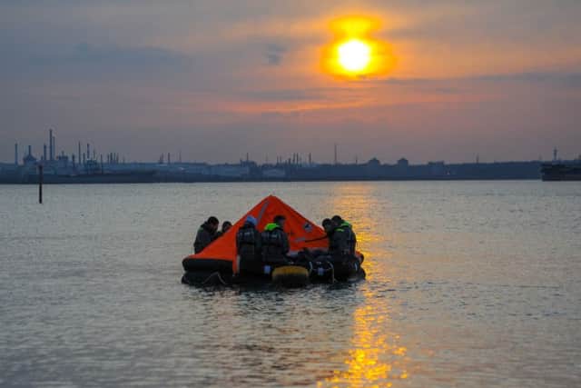 DEEP END Officer cadets braving the elements in last years life raft challenge