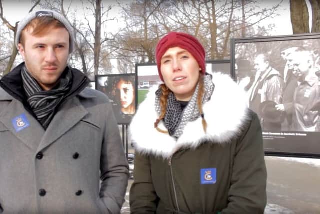 Dan Bevan (22) with Rachael Sutton (21) at Auschwitz