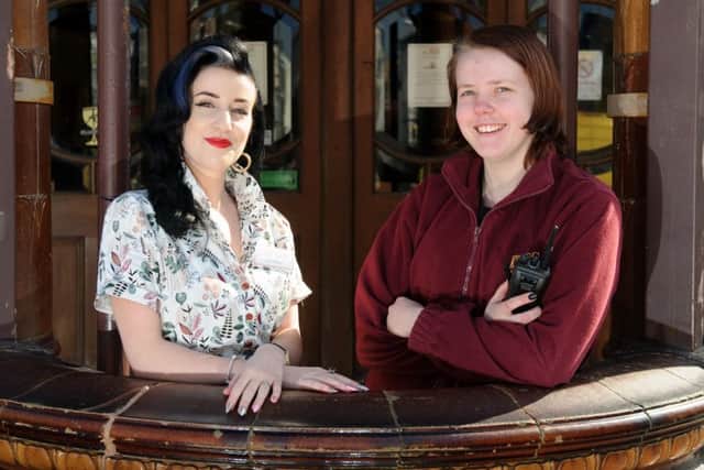 From left, Patsy Harvey (21) and Amy Barrett (21) are both apprentices at the Kings Theatre, they have been working at the theatre for the past year while studying for qualifications.
Picture: Allan Hutchings (160395-903)