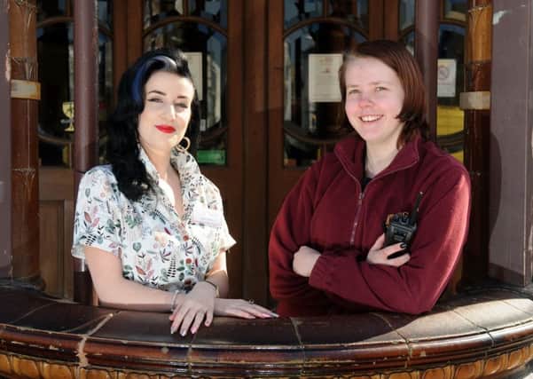 From left, Patsy Harvey (21) and Amy Barrett (21)  are both apprentices at the Kings Theatre, they have been working at the theatre for the past year while studying for qualifications.

Picture: Allan Hutchings (160395-903)