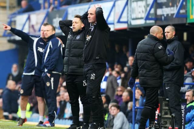 Paul Cook saw his Pompey side struggle on Saturday. Picture: Joe Pepler
