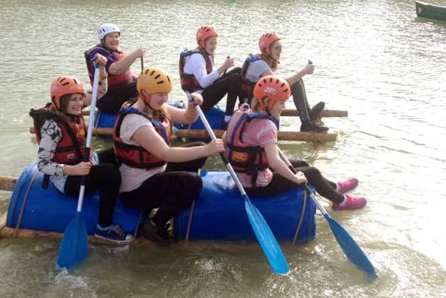 ACTIVE Girlguides had to make a raft and race it around a lake at the PGL camp