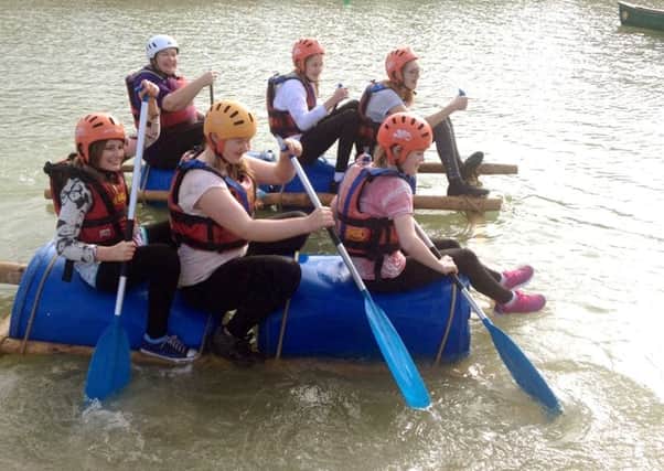 ACTIVE Girlguides had to make a raft and race it around a lake at the PGL camp