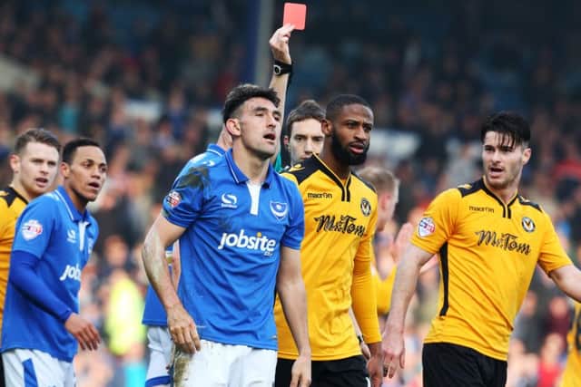 Gary Roberts sees red for two bookable offences Picture: Joe Pepler