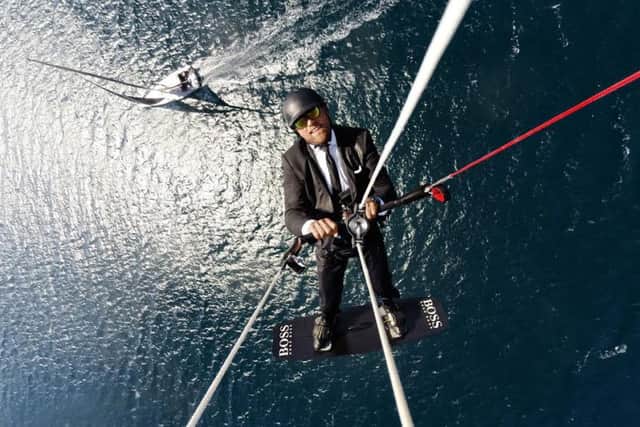Alex Thomson performs his death-defying skywalk Picture: Lloyd Images