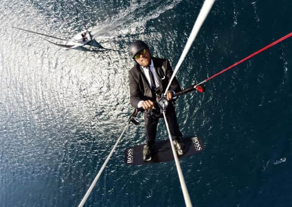 Alex Thomson performs his death-defying skywalk Picture: Lloyd Images