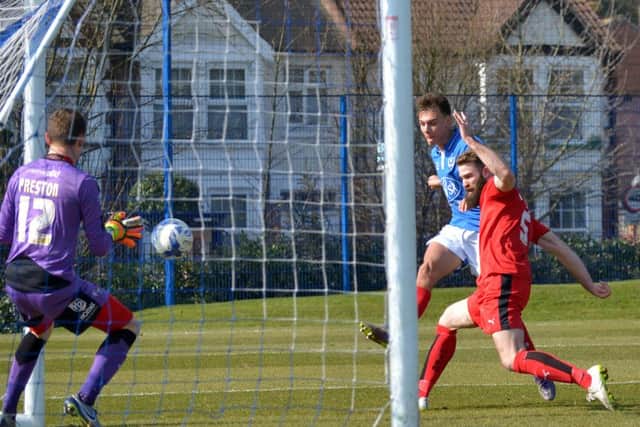Kal Naismith scores for Pompey's reserves Picture: Colin Farmery