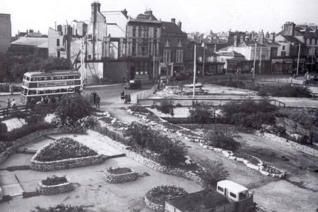 A smartened-up bombsite in Southsea. The bus is in Osborne Road and this site is now Debenhams.