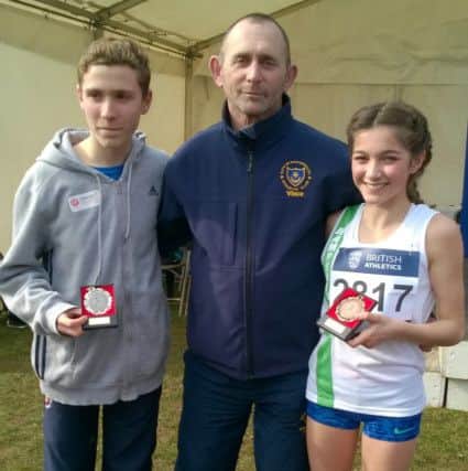 Lachlan Wellington, coach Vince Stamp and Nicole Ainsworth
