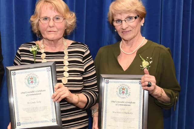 Linda Yorke and Patricia Hatherley are presented with thier honour
