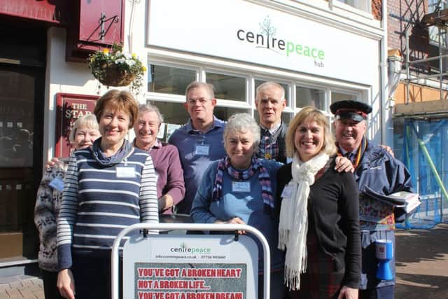 Listeners from Centrepeace Hub, Gosport, outside their base in the High Street