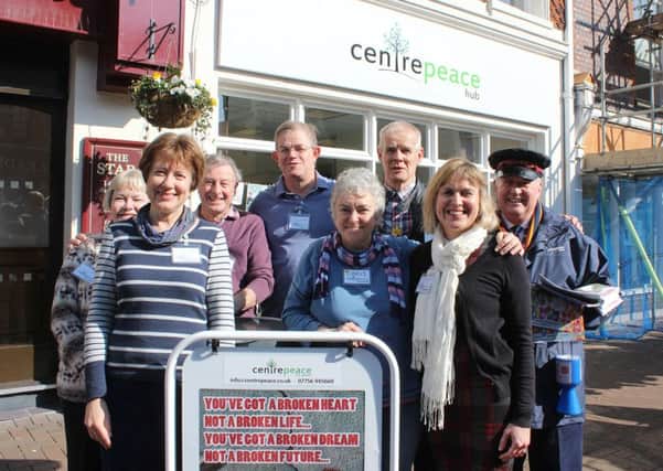 Listeners from Centrepeace Hub, Gosport, outside their base in the High Street