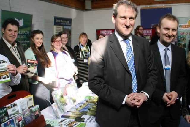 East Hampshire MP Damian Hinds with Graham Haynes at the Petersfield Tourist Information Centre