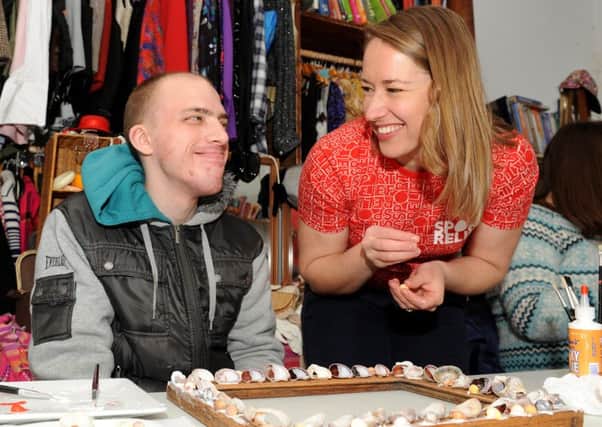 Lizzy Yarnold joins an arts and crafts session with Jade Vick, 25