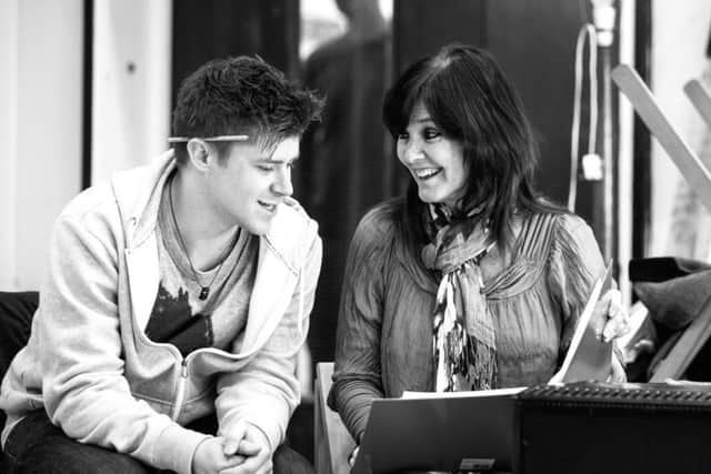 Luke Baker as Ren and Maureen Nolan as Vi Moore in rehearsal for Footloose. Picture by Matt Martin
