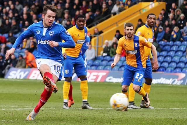 Marc McNulty misses his first-half penalty Picture: Joe Pepler