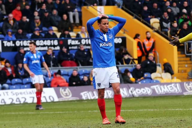 Kyle Bennett misses a chance at Mansfield Picture: Joe Pepler