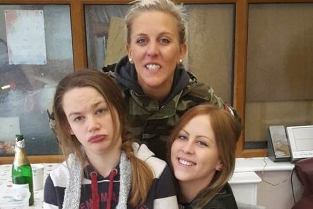Carly Pleasance, front left, Lynsey Pleasance and Lauren Barcroft, front right