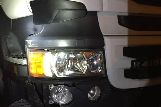 The damage to Kamil Diduszko's lorry after a van crashed into it on Quay Street Roundabout in Fareham. He's angry that police won't look at CCTV footage to find the van Picture: Kamil Diduszko