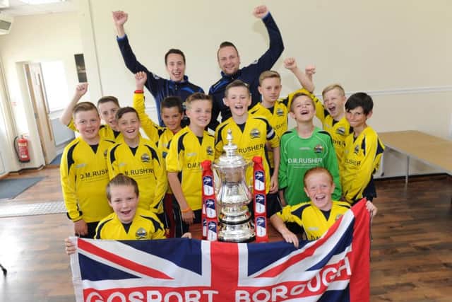 The FA Cup at Gosport Borough Football Club last year - now the team have got their hands on their own piece of silverware