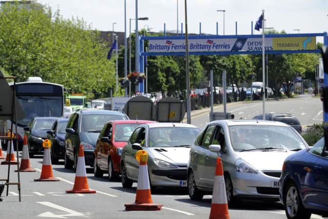 Queues at the Rudmore Road Roundabout in Portsmouth in 2013 after roadworks caused long delays throughout the city