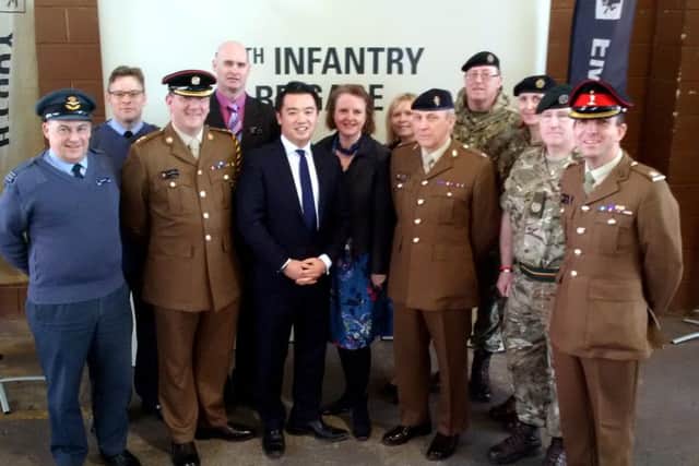 Alan Mak MP with officers and staff from the British Armys 11 Brigade, Baker Barracks, Emsworth