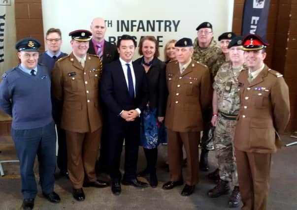Alan Mak MP with officers and staff from the British Armys 11 Brigade, Baker Barracks, Emsworth