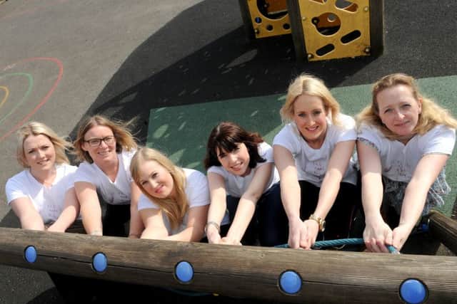 From left, Megan Allen, Tanya Hickman, Steph Traer, Hannah Henriques, Alex Bord and Kelly Brown. Inset, Beau Picture: Sarah Standing (160520-7733)