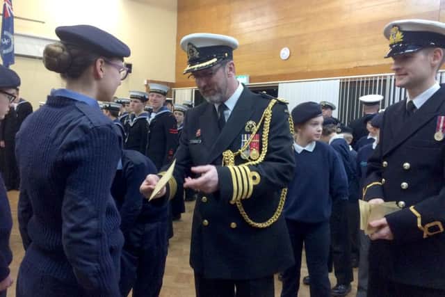 Maurice AuCoin, the naval advisor at High Commission of Canada in the United Kingdom, at last nights ceremony to award the Warsash Sea Cadets with the Canada trophy
Picture: Olivia Meades
